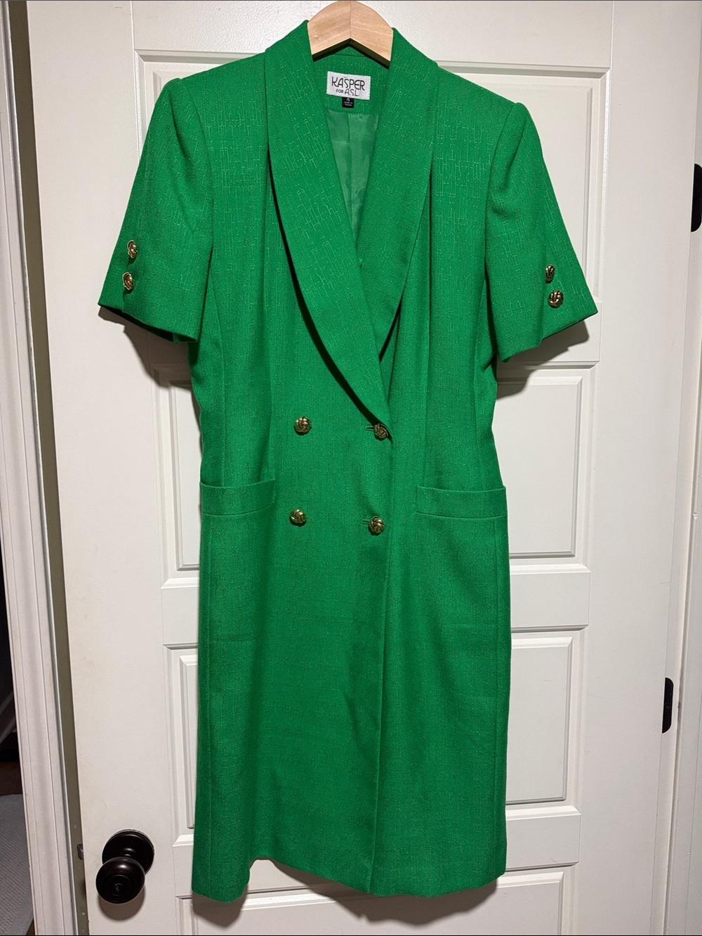 Kasper Green Double-Breasted Midi Dress